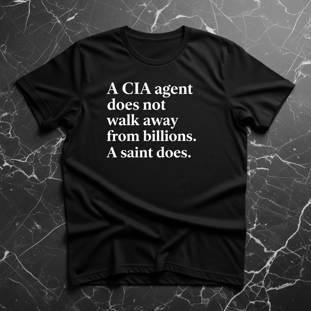 A CIA agent does not walk away from billions. A saint does.